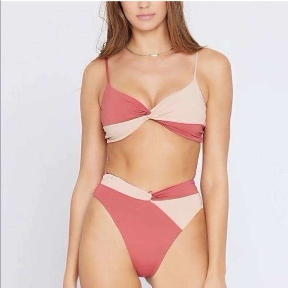 L*Space Color Block Nancy Lee Bitsy Bikini Bottom Brick Champagne - Picture 5 of 11